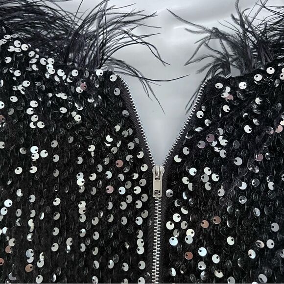 NEW FASHION Bodycon Sexy Dresses Women Off Shoulder Feather Long Dress Size XL - Picture 7 of 9